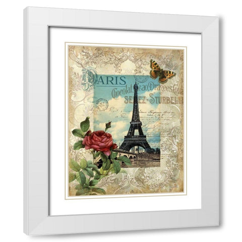 Eternal Paris White Modern Wood Framed Art Print with Double Matting by White, Abby