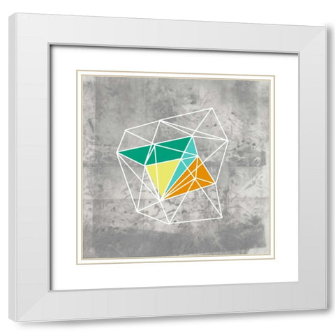 Geomolecule III White Modern Wood Framed Art Print with Double Matting by Goldberger, Jennifer