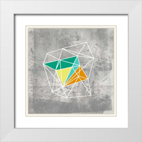 Geomolecule III White Modern Wood Framed Art Print with Double Matting by Goldberger, Jennifer