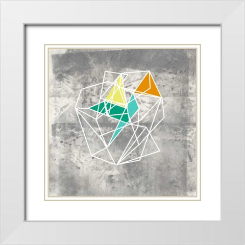 Geomolecule IV White Modern Wood Framed Art Print with Double Matting by Goldberger, Jennifer