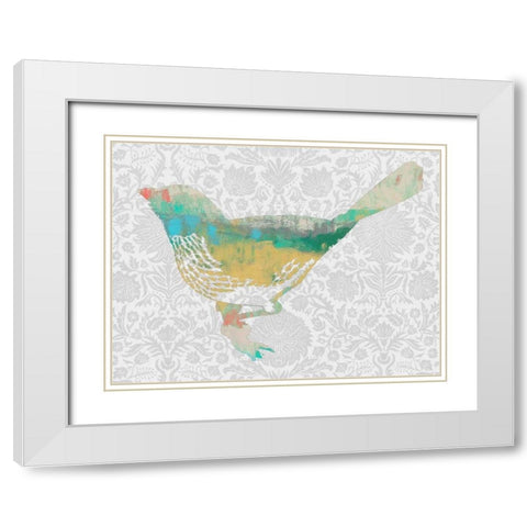 Patterned Bird I White Modern Wood Framed Art Print with Double Matting by Goldberger, Jennifer