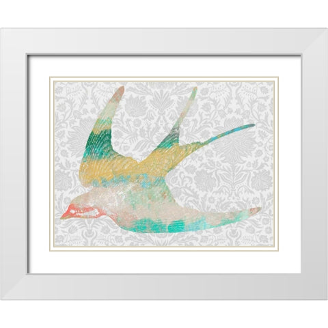 Patterned Bird IV White Modern Wood Framed Art Print with Double Matting by Goldberger, Jennifer