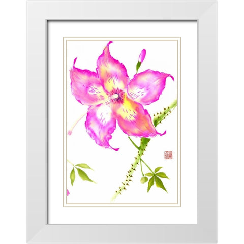 Hibiscus Flower III White Modern Wood Framed Art Print with Double Matting by Rae, Nan