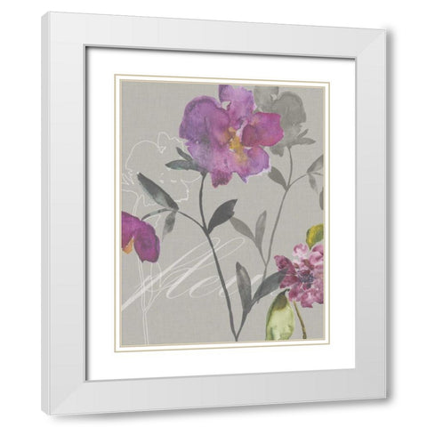 Violette Fleur I White Modern Wood Framed Art Print with Double Matting by Mosley, Kiana