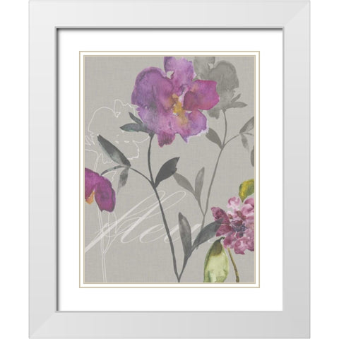 Violette Fleur I White Modern Wood Framed Art Print with Double Matting by Mosley, Kiana