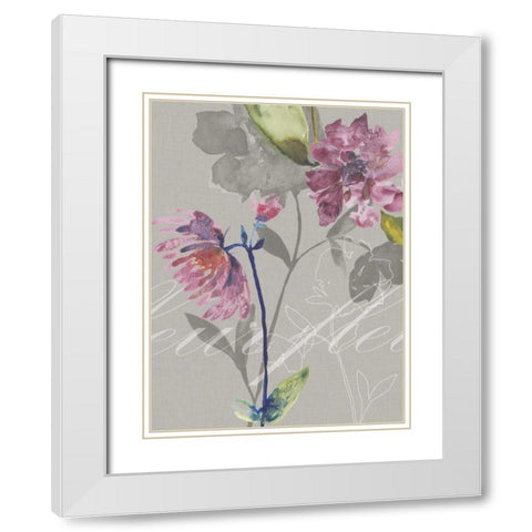 Violette Fleur II White Modern Wood Framed Art Print with Double Matting by Mosley, Kiana