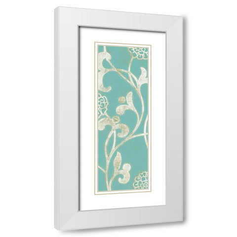 2-Up Teal Vine I White Modern Wood Framed Art Print with Double Matting by Wyatt Jr., Norman