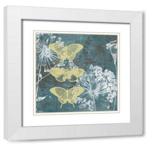 Indigo and Wings I White Modern Wood Framed Art Print with Double Matting by Goldberger, Jennifer