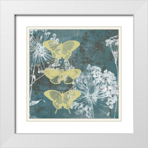 Indigo and Wings I White Modern Wood Framed Art Print with Double Matting by Goldberger, Jennifer