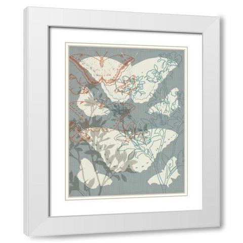 Flowers and Butterflies I White Modern Wood Framed Art Print with Double Matting by Goldberger, Jennifer