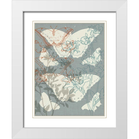 Flowers and Butterflies I White Modern Wood Framed Art Print with Double Matting by Goldberger, Jennifer