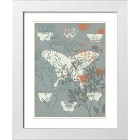 Flowers and Butterflies II White Modern Wood Framed Art Print with Double Matting by Goldberger, Jennifer