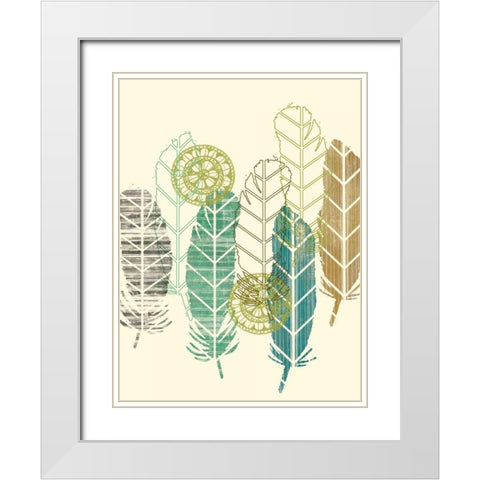 Feathers in a Row I White Modern Wood Framed Art Print with Double Matting by Goldberger, Jennifer