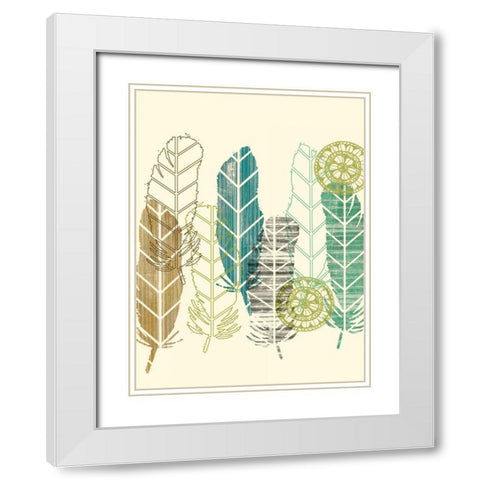 Feathers in a Row II White Modern Wood Framed Art Print with Double Matting by Goldberger, Jennifer