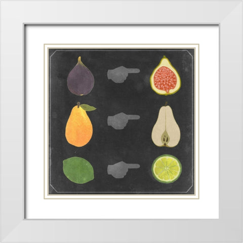 Blackboard Fruit I White Modern Wood Framed Art Print with Double Matting by Vision Studio