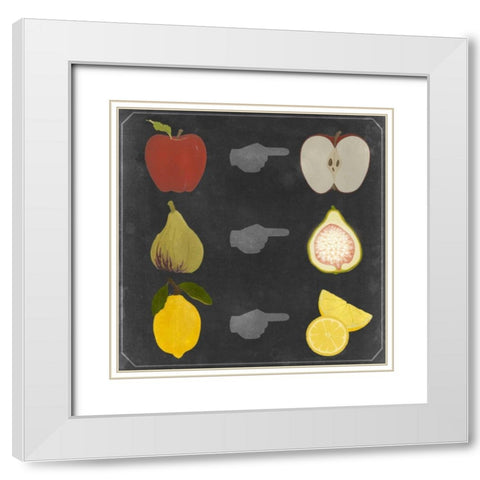 Blackboard Fruit II White Modern Wood Framed Art Print with Double Matting by Vision Studio