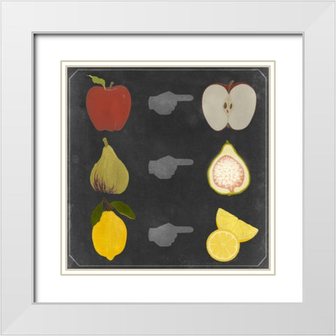 Blackboard Fruit II White Modern Wood Framed Art Print with Double Matting by Vision Studio