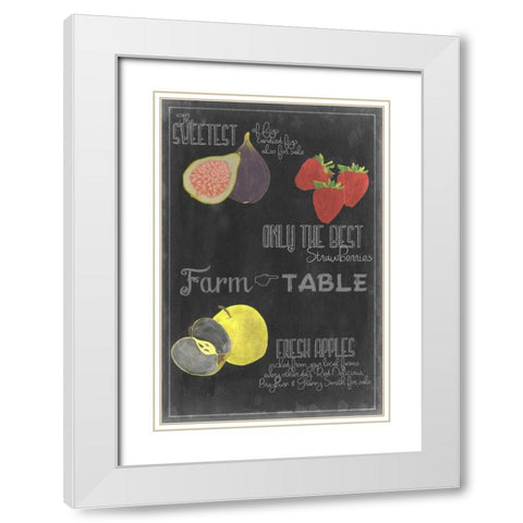 Blackboard Fruit III White Modern Wood Framed Art Print with Double Matting by Vision Studio