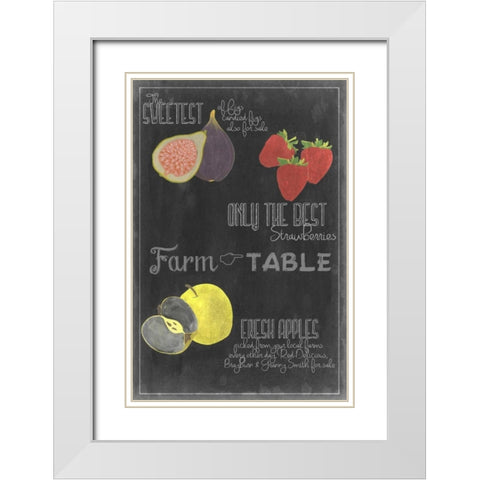 Blackboard Fruit III White Modern Wood Framed Art Print with Double Matting by Vision Studio