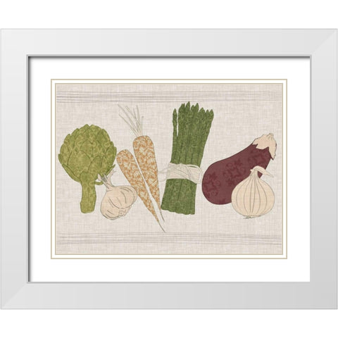 Contour Fruits and Veggies II White Modern Wood Framed Art Print with Double Matting by Vision Studio