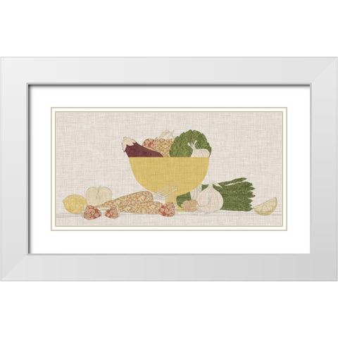 Contour Fruits and Veggies III White Modern Wood Framed Art Print with Double Matting by Vision Studio
