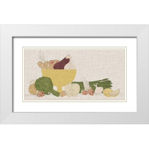 Contour Fruits and Veggies IV White Modern Wood Framed Art Print with Double Matting by Vision Studio