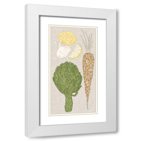 Contour Fruits and Veggies VI White Modern Wood Framed Art Print with Double Matting by Vision Studio