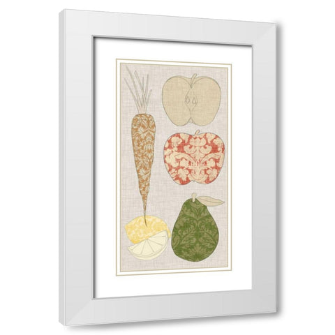 Contour Fruits and Veggies VII White Modern Wood Framed Art Print with Double Matting by Vision Studio