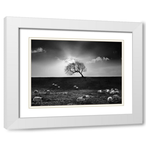 The Gathering White Modern Wood Framed Art Print with Double Matting by Henson, Martin