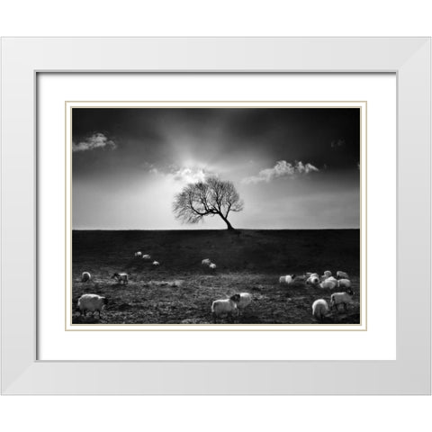 The Gathering White Modern Wood Framed Art Print with Double Matting by Henson, Martin