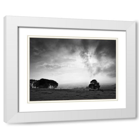 Dales Landscape White Modern Wood Framed Art Print with Double Matting by Henson, Martin