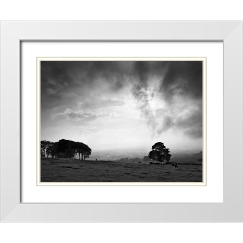 Dales Landscape White Modern Wood Framed Art Print with Double Matting by Henson, Martin