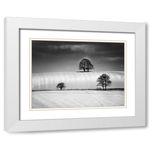 Winter Triangle White Modern Wood Framed Art Print with Double Matting by Henson, Martin
