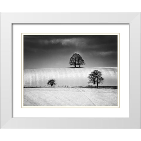 Winter Triangle White Modern Wood Framed Art Print with Double Matting by Henson, Martin