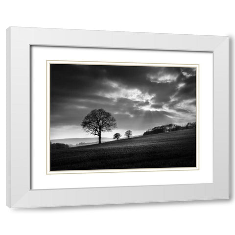 Sundown White Modern Wood Framed Art Print with Double Matting by Henson, Martin