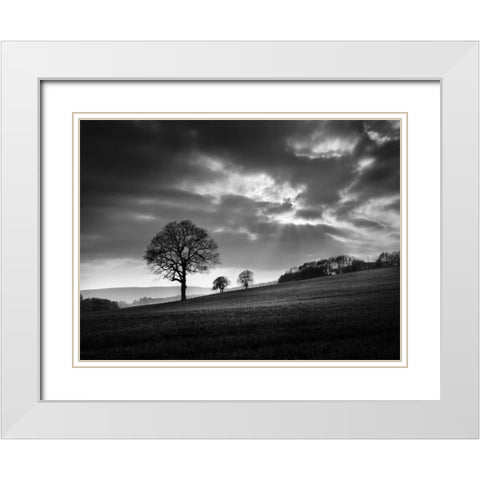 Sundown White Modern Wood Framed Art Print with Double Matting by Henson, Martin