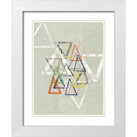 Stamped Triangles I White Modern Wood Framed Art Print with Double Matting by Goldberger, Jennifer