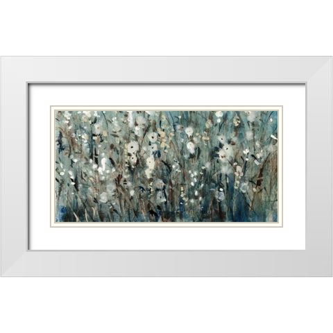 White Blooms with Navy I White Modern Wood Framed Art Print with Double Matting by OToole, Tim