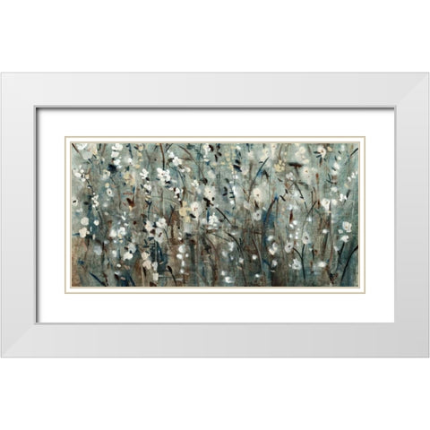 White Blooms with Navy II White Modern Wood Framed Art Print with Double Matting by OToole, Tim