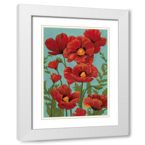Poppy Promenade I White Modern Wood Framed Art Print with Double Matting by Popp, Grace