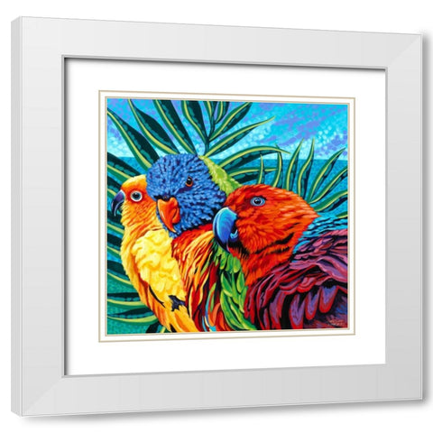 Birds in Paradise I White Modern Wood Framed Art Print with Double Matting by Vitaletti, Carolee