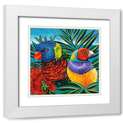 Birds in Paradise II White Modern Wood Framed Art Print with Double Matting by Vitaletti, Carolee