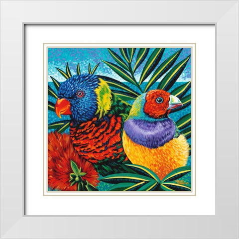 Birds in Paradise II White Modern Wood Framed Art Print with Double Matting by Vitaletti, Carolee