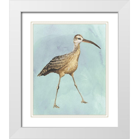 Watercolor Beach Bird II White Modern Wood Framed Art Print with Double Matting by Popp, Grace