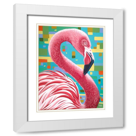 Fabulous Flamingos I White Modern Wood Framed Art Print with Double Matting by Vitaletti, Carolee