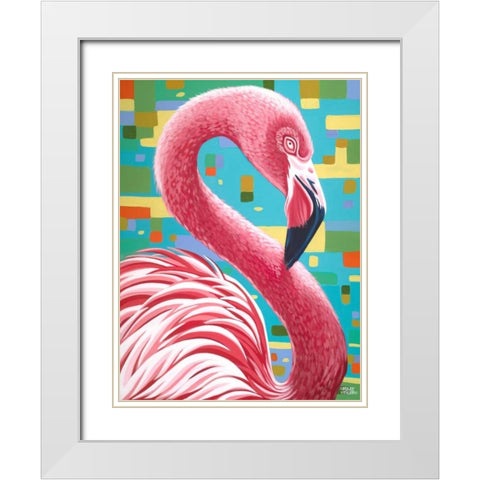 Fabulous Flamingos I White Modern Wood Framed Art Print with Double Matting by Vitaletti, Carolee