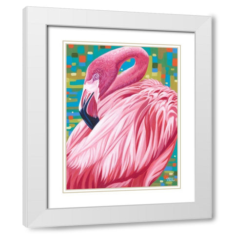 Fabulous Flamingos II White Modern Wood Framed Art Print with Double Matting by Vitaletti, Carolee