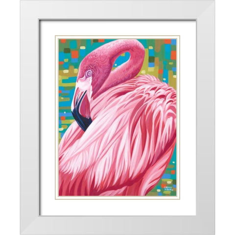 Fabulous Flamingos II White Modern Wood Framed Art Print with Double Matting by Vitaletti, Carolee