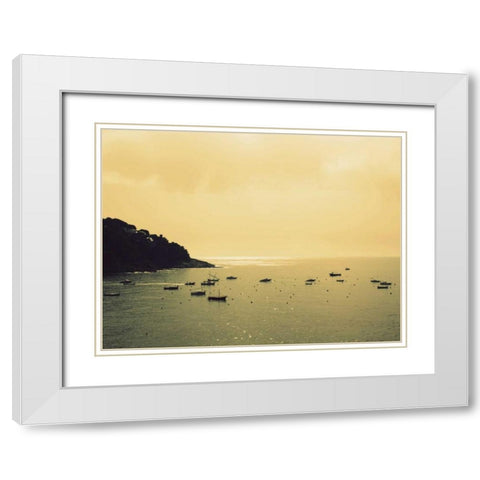Sunset Harbour I White Modern Wood Framed Art Print with Double Matting by Bell, Lillian