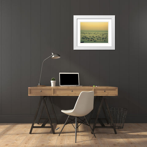 Sunset Harbour II White Modern Wood Framed Art Print with Double Matting by Bell, Lillian